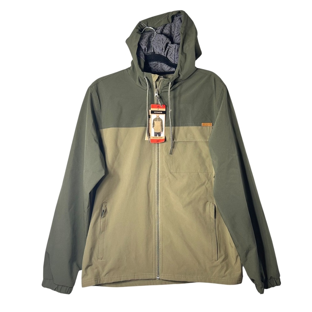 NEW Voyager Windwear Jacket Mens M Medium Olive Green Lightweight Coat Full Zip